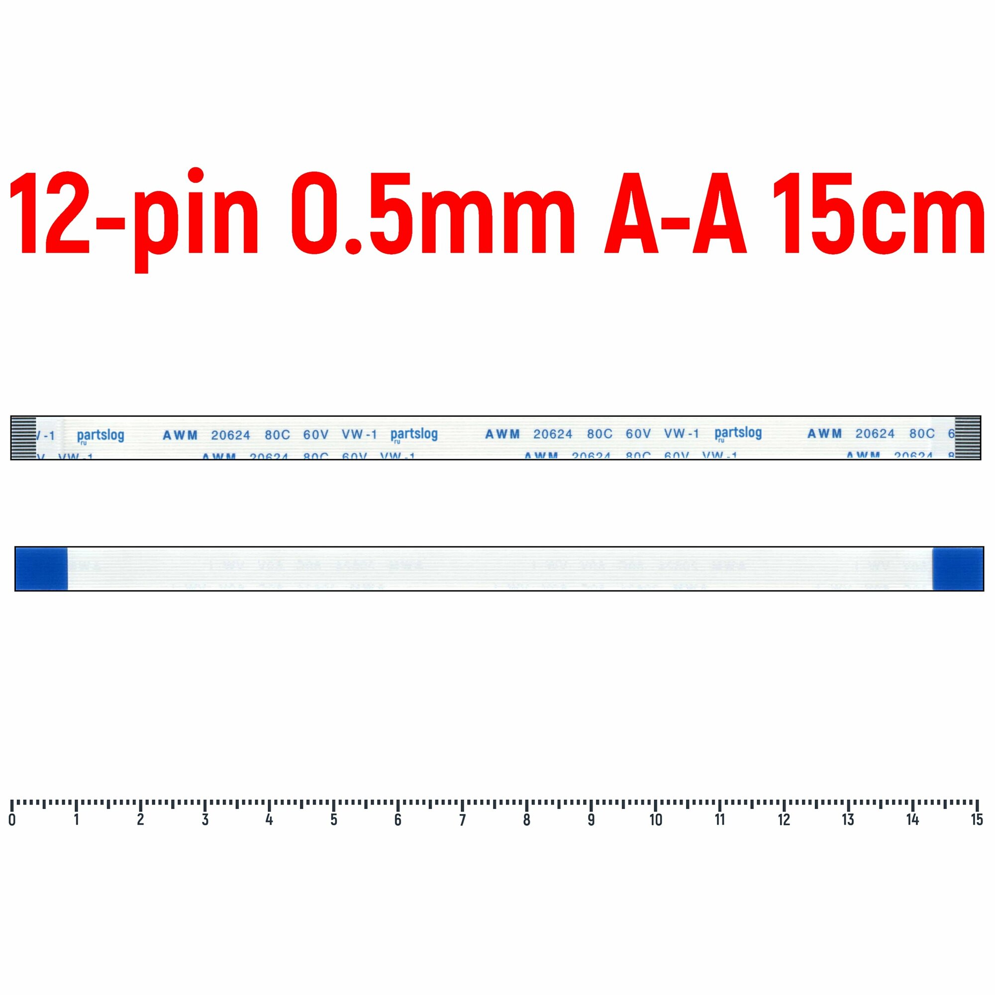 Шлейф кнопки включения для ноутбука HP DV9000 Серии FFC 12-pin Шаг 0.5mm Длина 15cm Прямой A-A AWM 20624 80C 60V VW-1