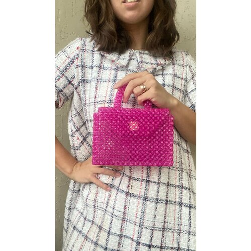 фото Сумка клатч illekon, фактура рельефная, зернистая, плетеная, фуксия