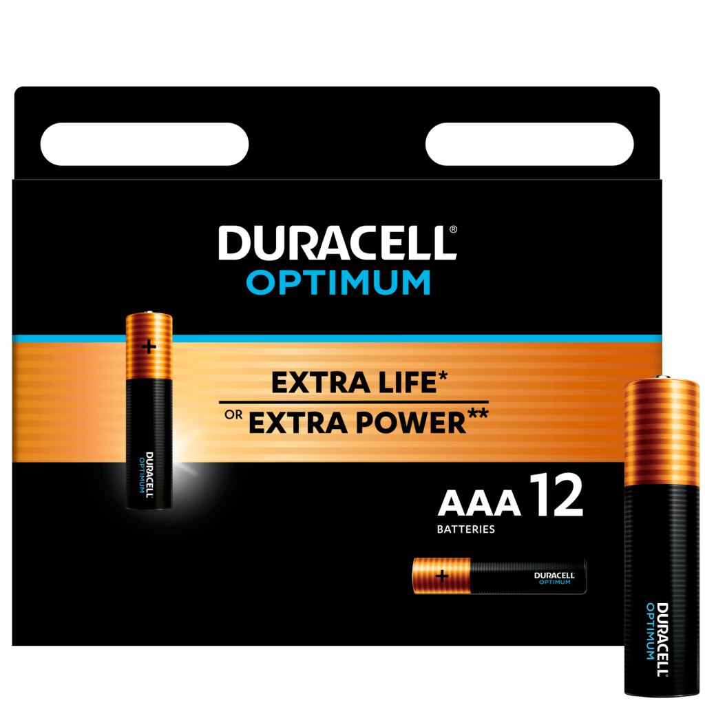 Алкалиновые батарейки DURACELL OPTIMUM OP2400 AAA LR03 1.5В (12 шт. в упаковке)