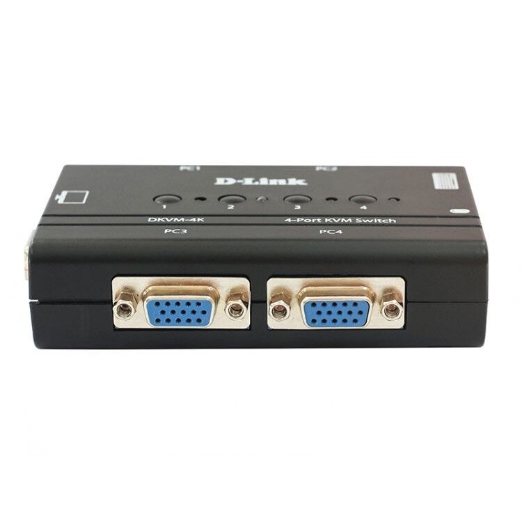 KVM-переключатель D-link DKVM-4K/B3A 4-портовый KVM-переключатель с портами VGA и PS/2 - фото №3