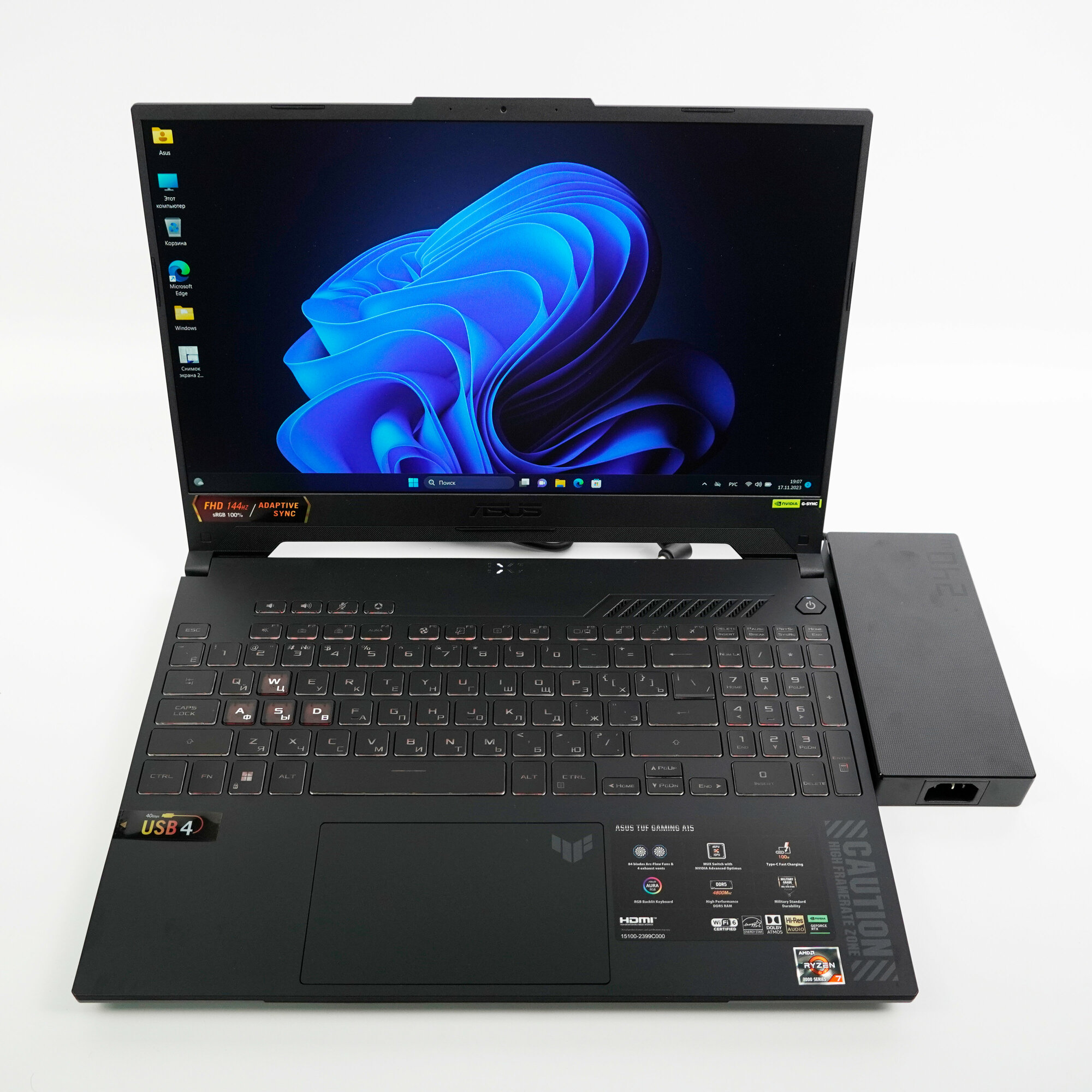 Ноутбук ASUS TUF Gaming A15 2023 FA507NV-LP023 90NR0E85-M00530 (15.6", Ryzen 7 7735HS, 16Gb/ SSD 512Gb, GeForce® RTX 4060 для ноутбуков) Серый - фото №14