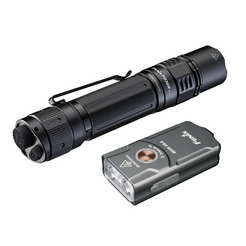 Набор, тактический фонарь Fenix PD36R Pro + брелок E03R V2.0 Grey