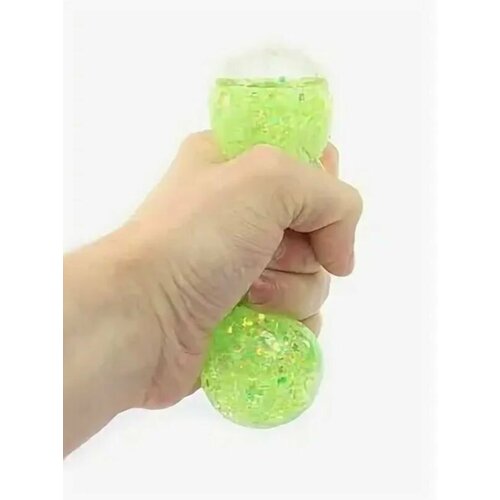 Игрушка шарик эластичный антистресс зеленый с блестками игрушка антистресс эластичный шарик
