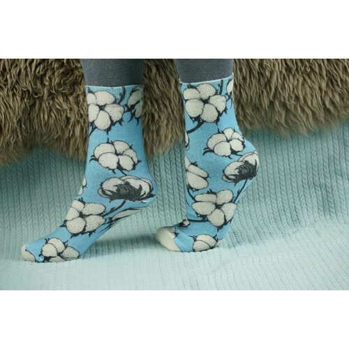 фото Носки шерстянки, размер 35/38, голубой, белый