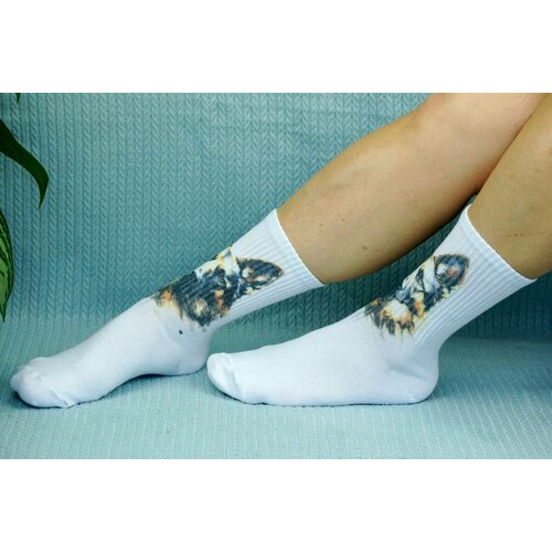 фото Носки cotton print, размер 41/45, белый, коричневый хлопковые cotton print