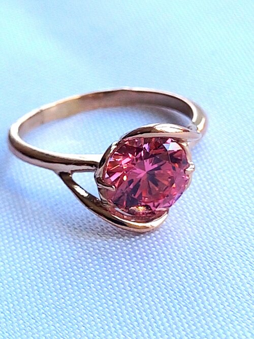 Кольцо, кристаллы Swarovski, размер 15, розовый, золотой