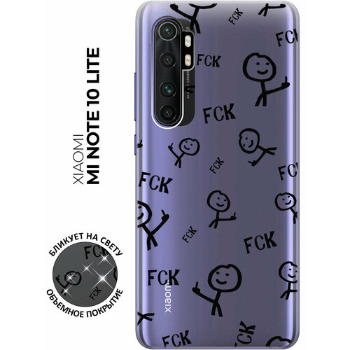 Силиконовый чехол с принтом Fck Pattern для Xiaomi Mi Note 10 Lite / Сяоми Ми Ноут 10 Лайт матовый soft touch силиконовый чехол на xiaomi mi note 10 lite сяоми ми ноут 10 лайт с 3d принтом sarcasm element w черный