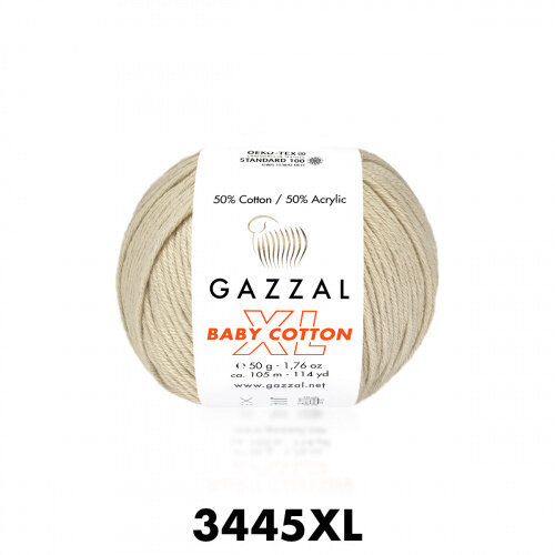 Пряжа Baby Cotton XL Gazzal (3445), 50 г, 105м, 50% хлопок, 50% акрил (2 шт.)