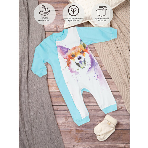 фото Комбинезон little world of alena, размер 68/74, бирюзовый