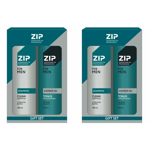 Zip for Men Подарочный набор Clean & Tonus, Гель для душа 250 мл + Шампунь 250 мл, 2 упаковки