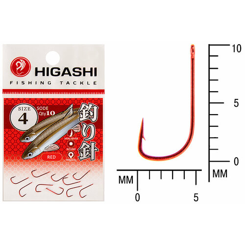 фото Higashi крючок higashi sode ringed #4 red