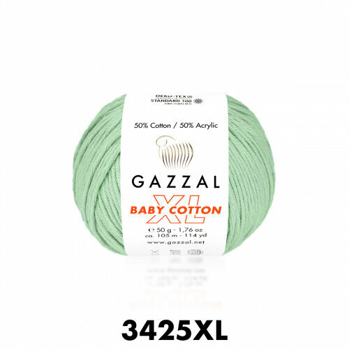 Пряжа Baby Cotton XL Gazzal (3425), 50 г, 105м, 50% хлопок, 50% акрил (2 шт.)