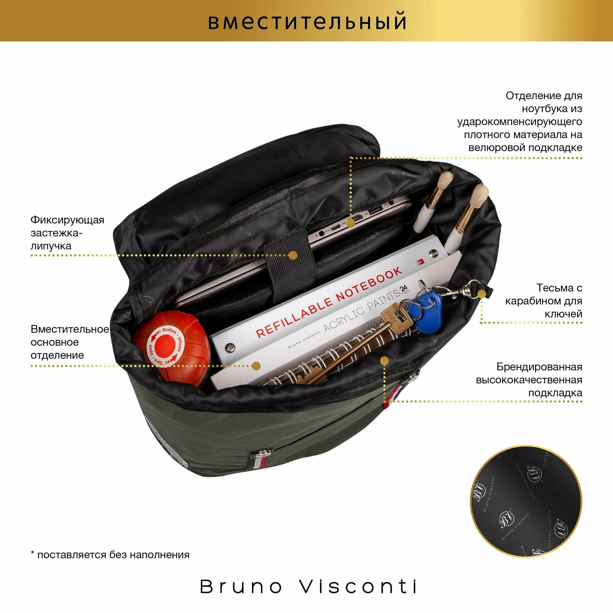 Рюкзак городской Yep & Nope, темно-серый Bruno Visconti - фото №12