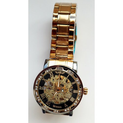 фото Наручные часы winner мужские часы скелетон, золотой без бренда