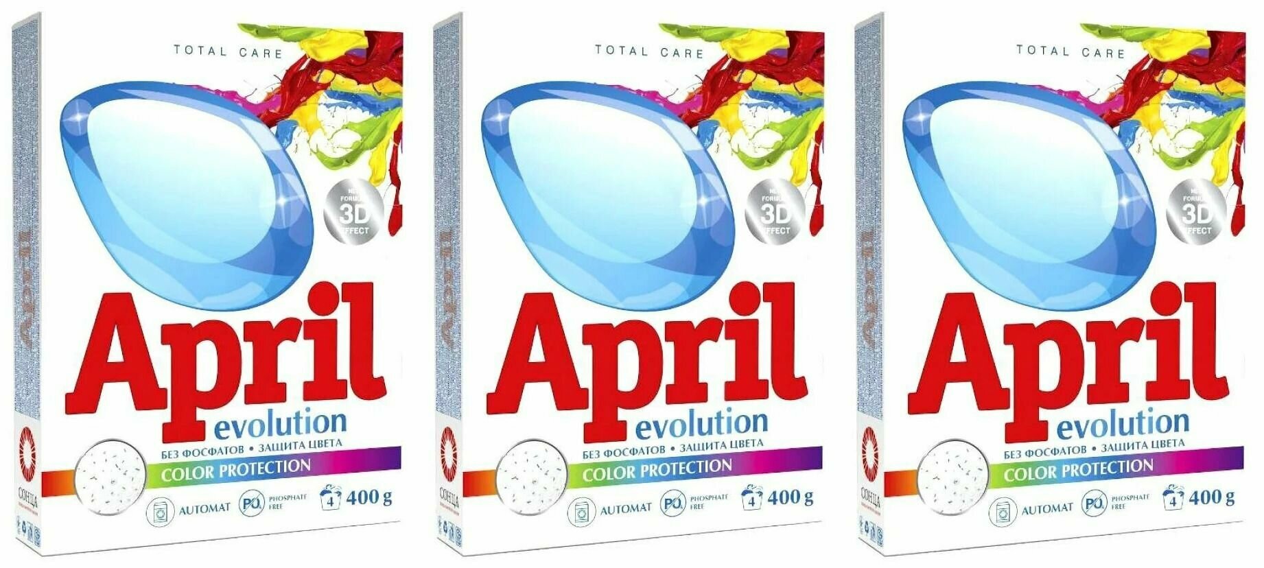 April Evolution Порошок автомат Color Protection, 400 гр, 3 шт