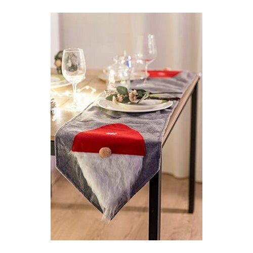 Новогодняя дорожка для стола спящий гном, фетр, серая, 35х180 см, Koopman International AAF512170-серая