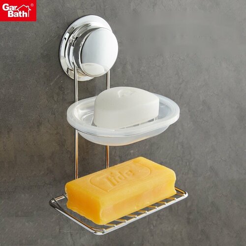 Мыльница настенная двухъярусная Garbath, нержавеющая сталь + пластик, без сверления