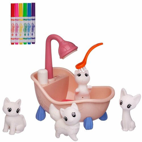 фото Фигурки для раскраски abtoys котята в ванне с душем 4 фигурки (wk-19019)