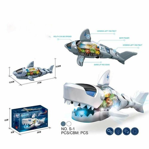 Акула GEAR на батарейках (свет, звук) в коробке акула gear на батарейках свет звук в коробке