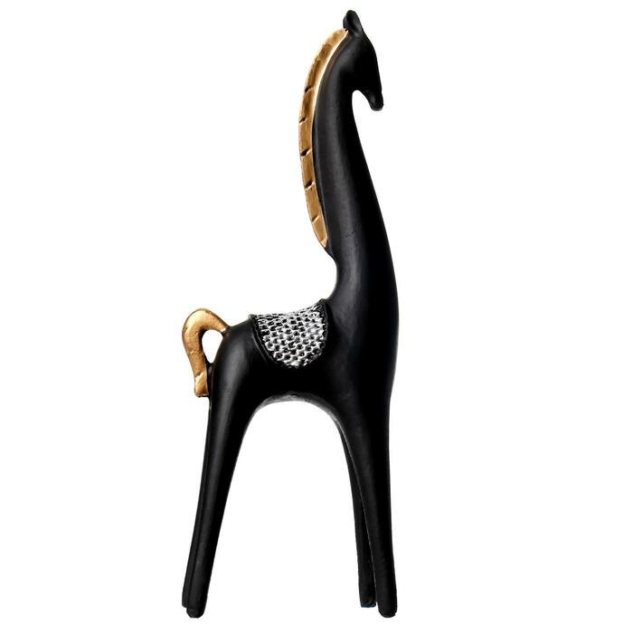 Сувенир полистоун "Чёрный конь с золотой гривой" 18,5х6,8х3,3 см 5449205