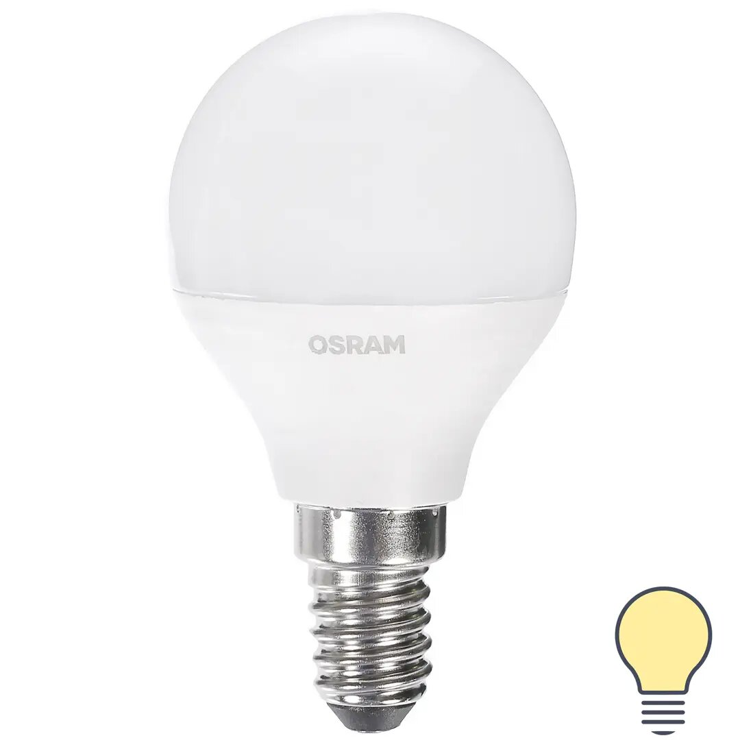 Лампа светодиодная Osram Шар E14 6.5 Вт 550 Лм свет тёплый белый