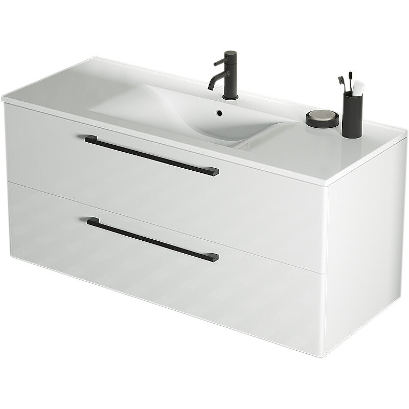 фото Тумба с раковиной SanVit Сити 100 ksity100 в цвете Ral подвесная Белая глянцевая