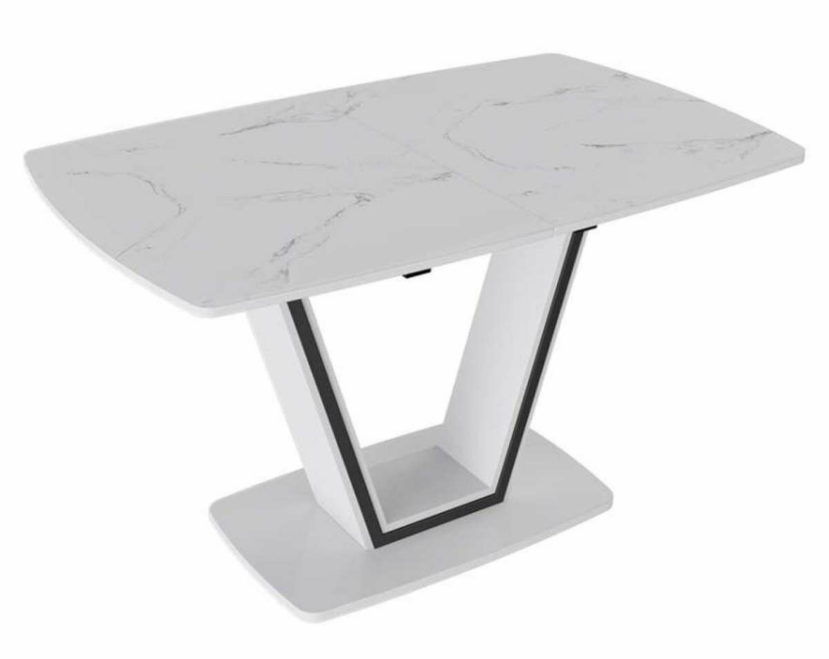фото Стол обеденный Дели Тип 1 Белый глянец/Стекло матовое белый мрамор