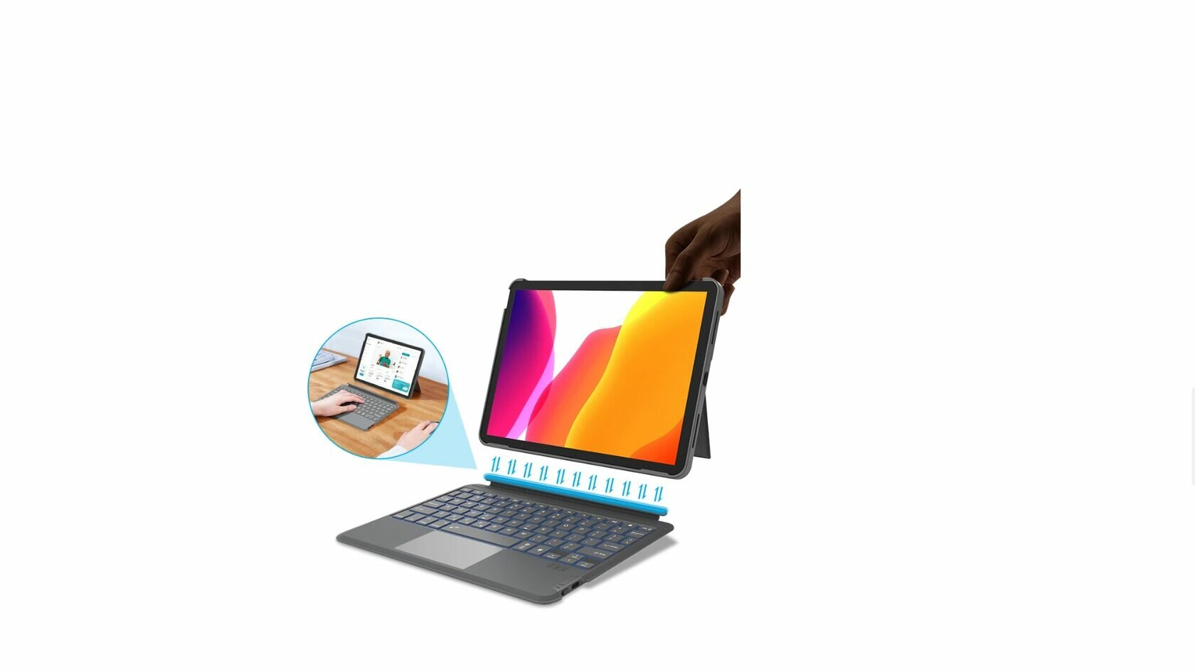 Чехол подставка с клавиатурой для iPad iPad Pro 11" (2018/2020/2021) и iPad Air 10.9", WiWU Combo Touch Keyboard Case, Серый — фото 9