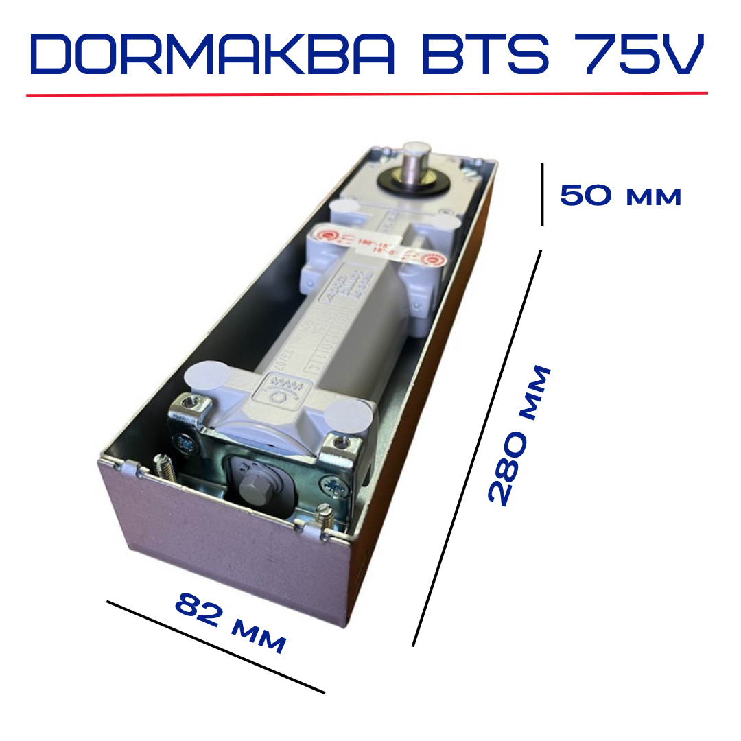 DORMA (dormakaba) BTS 75 V напольный дверной доводчик с фиксацией на 90° (тело доводчика со шпинделем и монтажной ванной без крышки) 61701200
