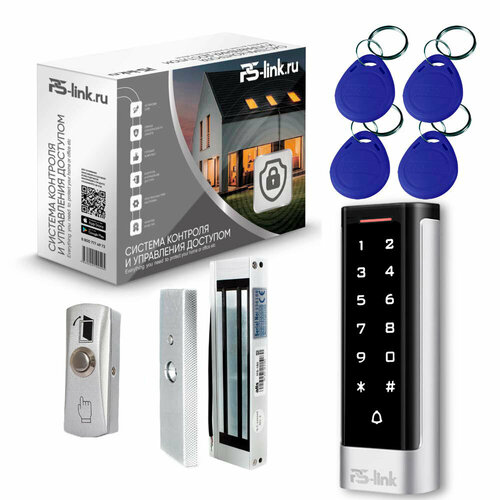Комплект системы контроля доступа СКУД на одну дверь PS-link T1101EM-180 / электромагнитный замок 180кг / кодовая панель / RFID