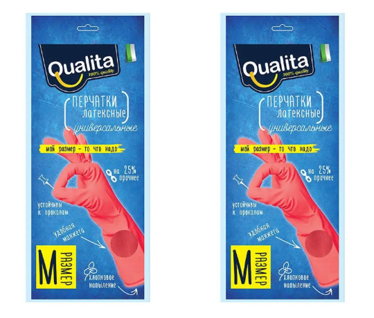 Перчатки Qualita, Universal, размер М, 2 уп.