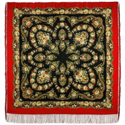 фото Платок павловопосадская платочная мануфактура, 146х146 см, красный