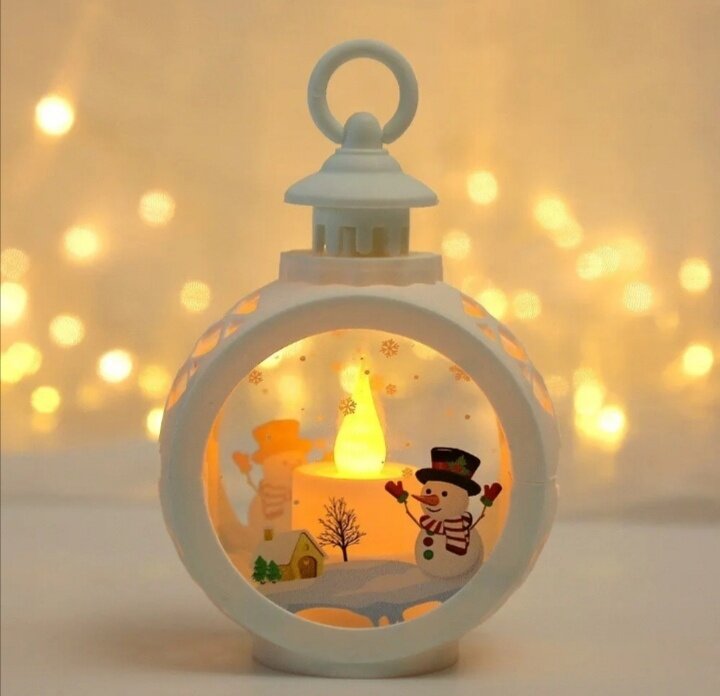 Миниатюрный новогодний светильник ночник украшение на ёлку на батарейках(в комплекте) цвет бронза Снеговик