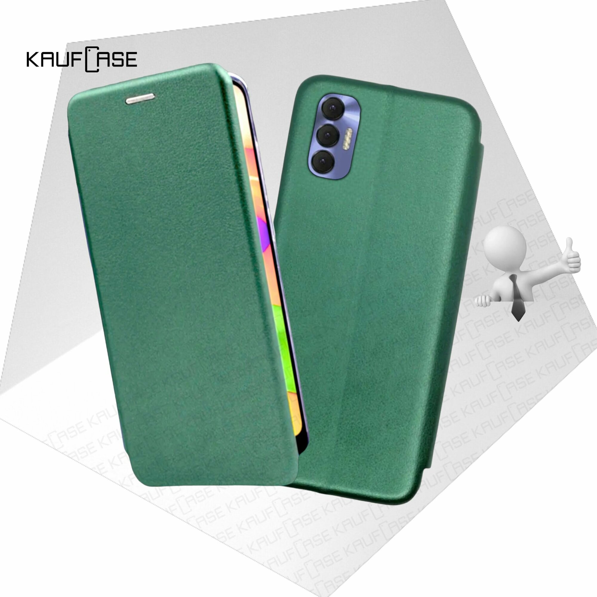 Чехол книжка KaufCase для телефона Tecno Spark 8P (KG7n) (6.6"), темно-зеленый. Трансфомер