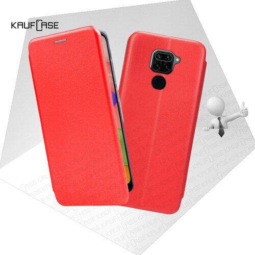 Чехол книжка KaufCase для телефона Xiaomi Redmi Note 9 (6.53), красный. Трансфомер чехол книжка kaufcase для телефона xiaomi redmi note 9 6 53 синий трансфомер