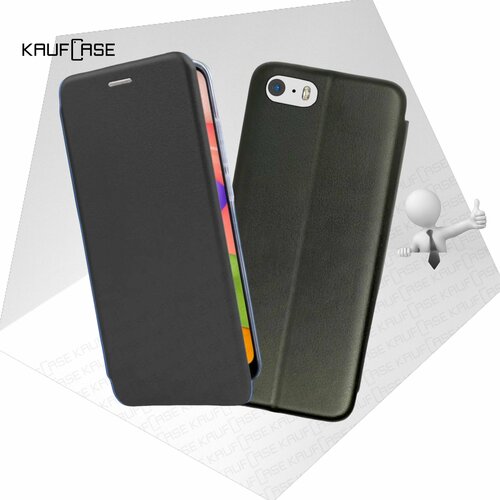 Чехол книжка KaufCase для телефона Apple iPhone 5 /5S /SE (4), черный. Трансфомер чехол книжка kaufcase для телефона apple iphone 12 mini 5 4 оранжевый трансфомер