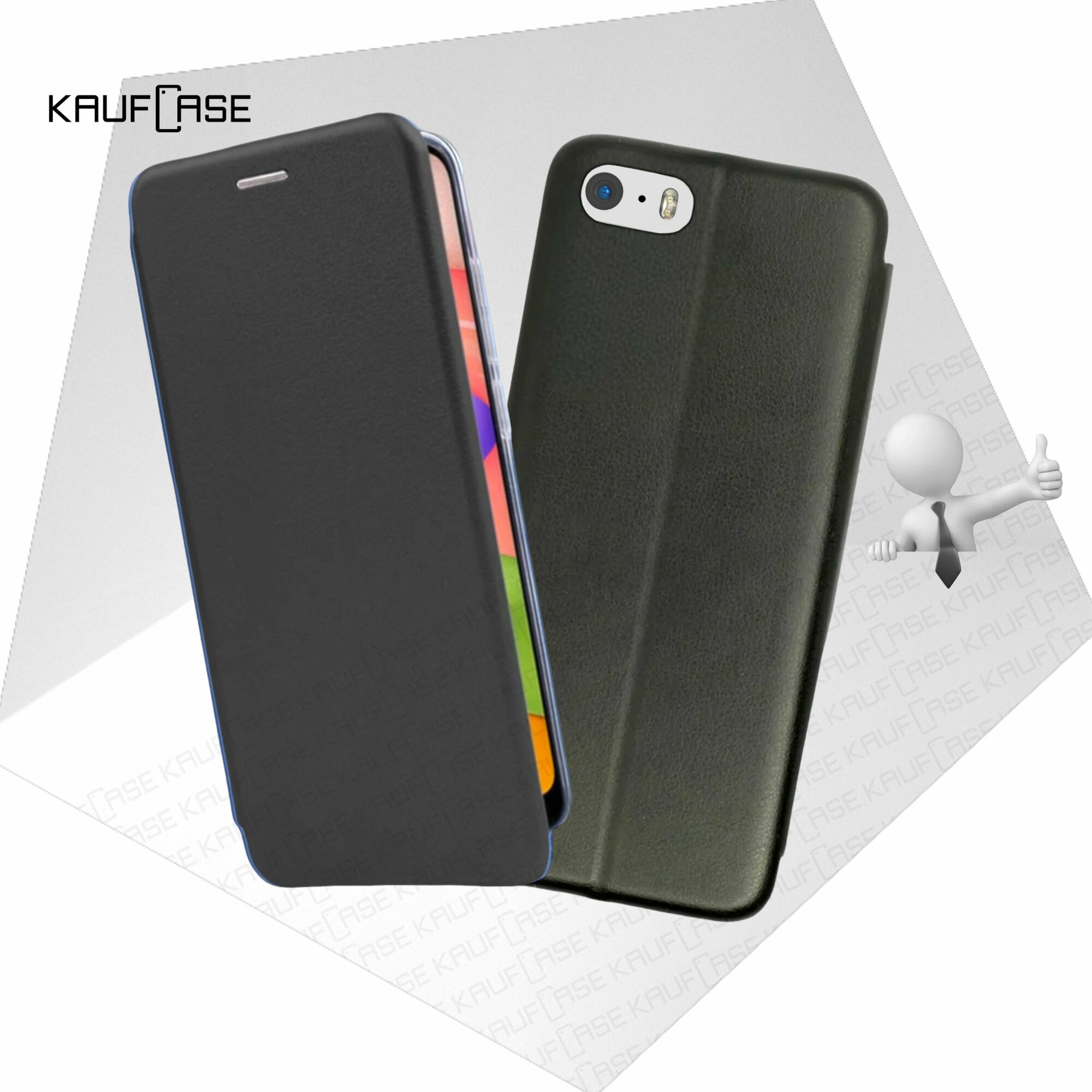 Чехол книжка KaufCase для телефона Apple iPhone 5 /5S /SE (4"), черный. Трансфомер