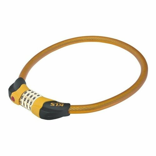 фото Велосипедный замок kellys crypt, тросовый, кодовый, с функцией фонарика безопасности, оранжевый