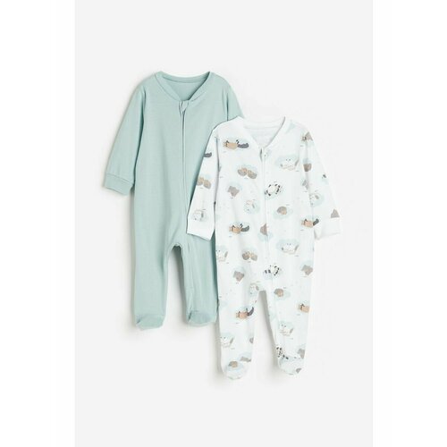 Пижама H&M, размер 62, зеленый, белый пижама h