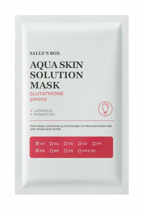 Тканевая маска для улучшения цвета лица с глутатионом Sally s Box Aqua Skin Solution Mask Glutathione