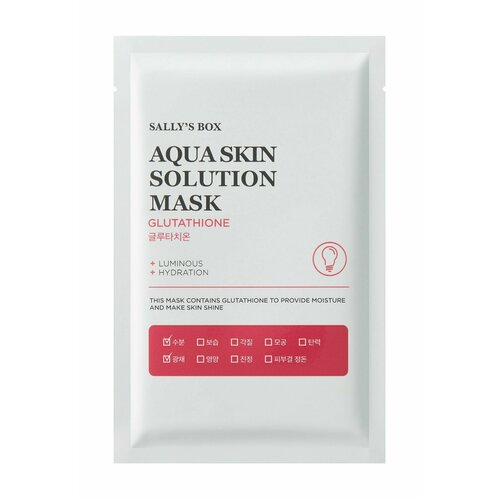 Тканевая маска для улучшения цвета лица с глутатионом Sally s Box Aqua Skin Solution Mask Glutathione