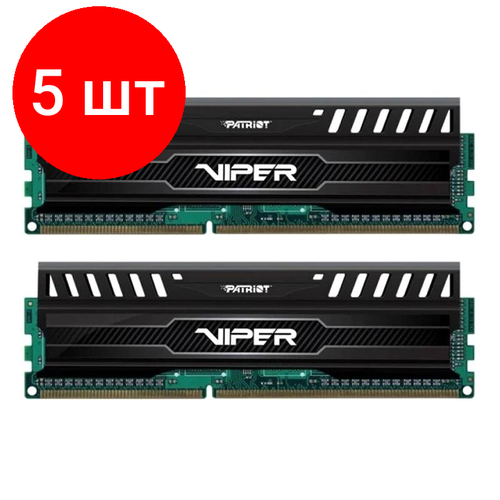 Комплект 5 штук, Модуль памяти Patriot DDR3 DIMM 8Gb(2x4Gb) 1600МГц CL9 (PV38G160C9K)