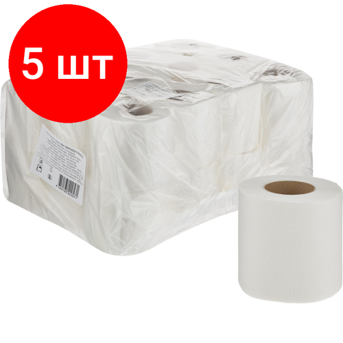 Комплект 5 упаковок, Бумага туалетная втулка 2сл 20м 100% цел 24рул/уп Элементари