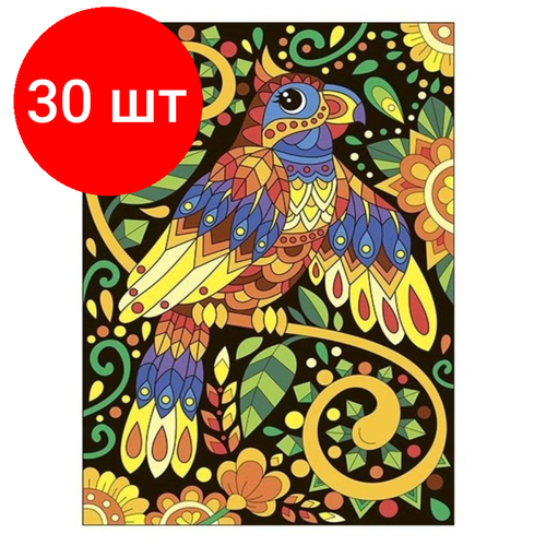 Комплект 30 наб, Картина по номерам для малышей Попугай, Ркн-015