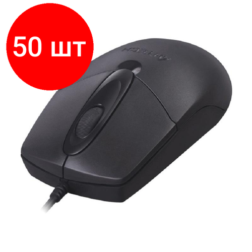 Комплект 50 штук, Мышь компьютерная A4Tech OP-720 черн, опт (1200dpi) USB (2but) черный