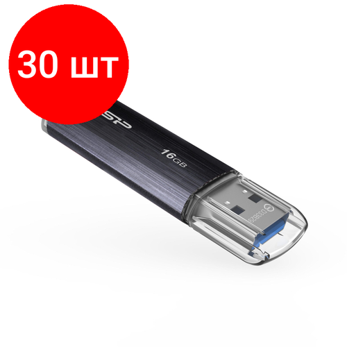 комплект 30 штук флеш память silicon power marvel m01 16gb usb 3 2 g1 с sp016gbuf3m01v1b Комплект 30 штук, Флеш-память Silicon Power Blaze B02 16GB USB 3.2, черный, пластик