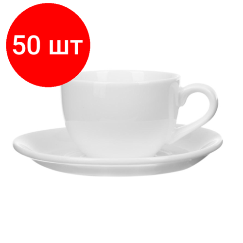 Комплект 50 штук, Кофейная пара Chan Wave Classic Шоко, фарфор, белый, 90мл, фк 875