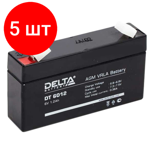 Комплект 5 штук, Батарея для ИБП Delta DT 6012 аккумуляторная батарея delta battery dt 6012 6в 1 2 а·ч