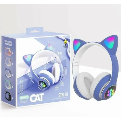 Наушники беспроводные с светящимися ушками bluetooth синий 149900₽