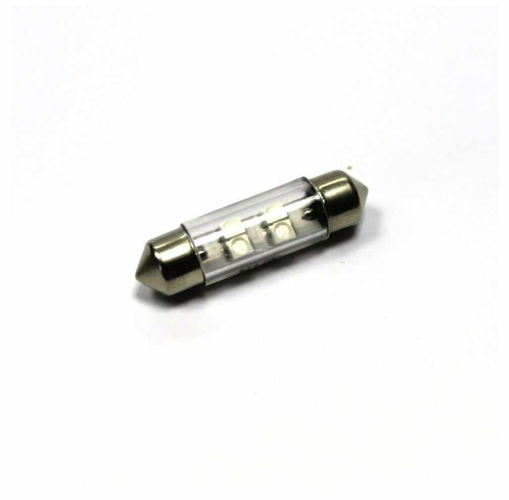 Светодиод 12V T11x36/38 S8,5 4SMD (3,5x2,8) WHITE (сaлон, номерн. знaк) =12T11X36\38-W\4SMD= 12T11x36-W/4SMD